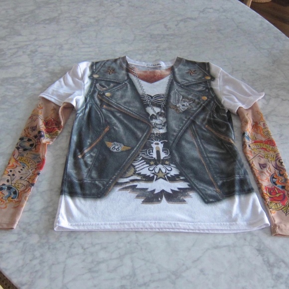FAUX REAL BIKER MOTO TATTOO T SHIRT - Picture 11 of 12